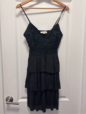 Rebellion Black Strapless Lace Tiered Sundress